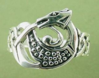 New Sterling Silver Celtic Dragon Ring   Sizes 4 13