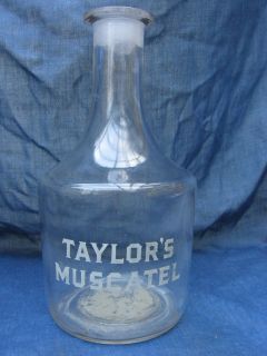 vintage PRE PRO antique old SALOON wine/whiskey TAYLORS MUSCATEL Back 
