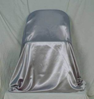 Folding Chair Covers Silver Satin Self Ties lla0006
