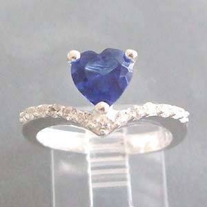 Heart Crown Wrap Blue CZ .925 Silver Ring 7.5