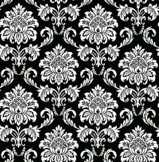 Black Wallpaper on Floral Damask Wallpaper  Silver Metallic Soft Blue Gray Off White