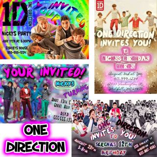one direction birthday invitations 12 card pack 4x6 optional envelopes 