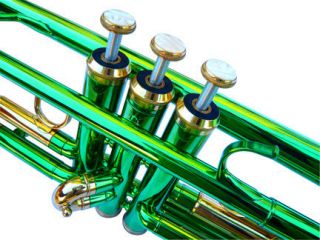 NEW GREEN CONCERT BAND TRUMPET W/CASE APPROVE​D+WARRANTY