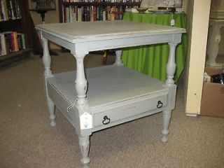 Hand Painted Vintage Pa House Gray   Green Side Table/Bucks County, PA