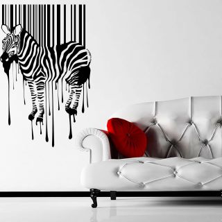 Zebra Bar Code Wall Sticker Decal Transfer Stencil Quirky Artwork 