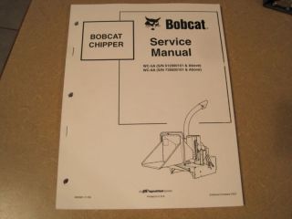 Bobcat skid loader WC5 WC8 chipper service manual