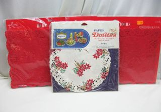 POINSETTIA and HOLIDAY Paper LACE DOILIES From Hallmark ROYLCRAFT 3 