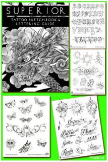 Tattoo Supplies Reference Book Superior Sketchbook Lettering Guide 