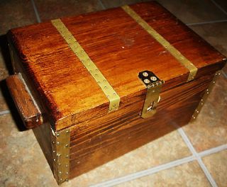 Used Handmade Wooden Mini Treasure Chest Jewelry Box Sold AS IS