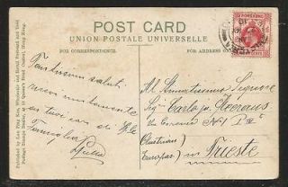 China,Hongkong 4 Cents(Red) on Postcard,Sent to Trieste,(Italy​),in 