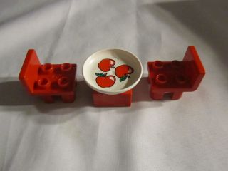 Lego Duplo Furniture Table Chair Apple Dish Pattern Lot Set   New