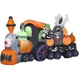 HALLOWEEN ANIMATED SKELETON GHOST TRAIN 12 FT INFLATABLE AIRBLOWN 
