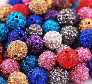   Shiny Ball Round Crystal Rhinestone Jewelry Spacer Beads 