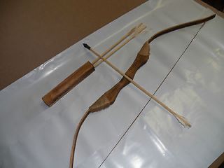 NEW WOODEN BOW WITH 3 ARROWS AND QUIVER  Kids Wood Archery Bow for 