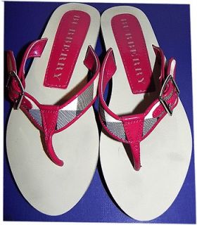 Burberry Check Print Sandal THONG in pink flat shoe 37 flip flop 7