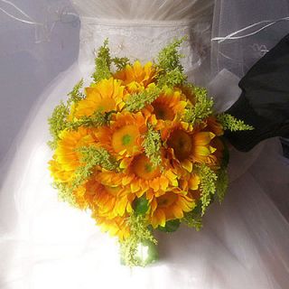   ARTIFICIAL SILK GOLDEN SUNFLOWER WEDDING BRIDAL FLOWER BOUQUET