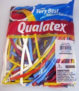 Qualatex Balloons Traditional Assort Animal Twist Multi 100 count bag 
