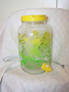 SPLATTERED PAINT Jar SUN TEA Lime Green Yellow SUNTEA Spigot 1 Gallon 