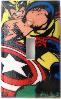   Marvel Cartoon X Men Spider Man Captain America LightSwitch Wall Decor