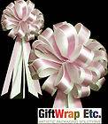 10 WHITE BABY PINK PULL PEW BOWS WEDDING SHOWER TABLE SWEET 16 PARTY 