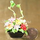   Miniature Rose Lily Plumeria Flower Arrangement Bouquet Pot 1:12 XP3