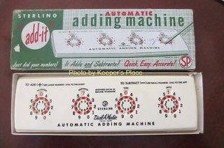 VINTAGE STERLING ADD IT DIAL A MATIC AUTOMATIC ADDING MACHINE w 