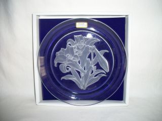 Vinardi lead crystal art glass LILY signed T.Yammamato Hoya plate 
