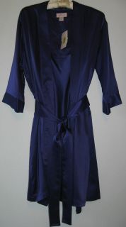   Purple Satin Nightgown Robe Set Size M Nwt New Cabernet Sleepwear Gown
