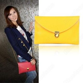   Women Envelope Clutch Purse Handbag Shoulder Hand Tote Bag Yellow
