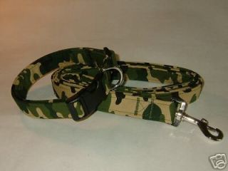 Green Camouflage #2 Dog Collar Collars & Leash Set S