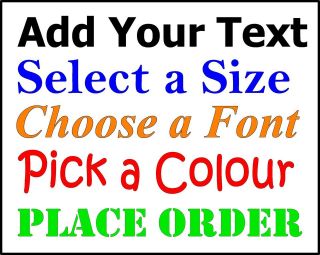 Design your own TEXT   vinyl decal stickers   font size & colour van 