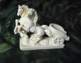 CARVED FAUX IVORY COLORED RESIN? HORSES STATUE MADE IN ITALY 