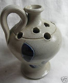Unique Salt Glaze Pottery Combination Bud Vase Frog ~NR