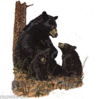 BLACK BEAR FAMILY Embroidered Hand Towels   1 or 2 Towels