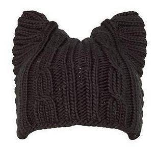 Cute Cat Ear Meow Kitty Woman Wool Winter Hand Knit Cap Beanie Hat 
