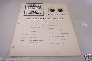 SOUNDESIGN 4035B PORTABLE 8 TRACK STEREO TAPE PLAYER SERVICE MANUAL 
