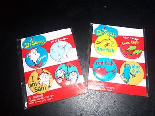Dr. Seuss Buttons Pins Badges  Cat in Hat, Thing 1, Thing 2, Horton 