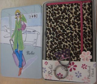 New Relic Leopard Checkbook Wallet Clutch With Keychain