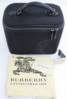 NEW BURBERRY Black Leather Trim Heritage Travel Vanity Case (£350 