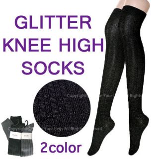 GLITTER THIGH HIGH SOCKS Over Knee Girls Womens Cheerleader Shiny 