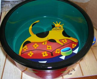   Naylor Designs Queen Crown Cat Food Water Ceramic Bowl Cats Retired