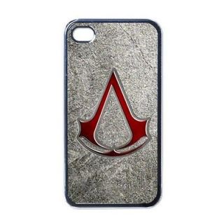 NEW iPhone 4 Hard Black Case Cover Assassins Creed Emblem Gift 