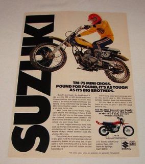 1974 Suzuki TM 75 Mini Cross dirt bike ad page