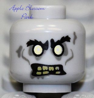 NEW Lego Gray ZOMBIE MINIFIG HEAD Halloween Monster Fighter Chef 