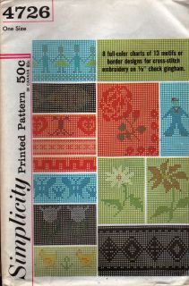   SIMPLICITY Embroidery Pattern Charts for CROSS STITCH on Gingham