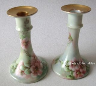 ROSENTHAL SELB BAVARIA HANDPAINTED CANDLE HOLDERS SIGNED BUTCHER