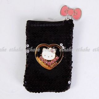 Hello Kitty Cute Shiny Sequins Mobile Cell Phone Bag Pouch Coin Purse 