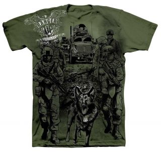 RANGER UP K 9 FIGHT IN THE DOG ARMY SHIRT GREEN SIZE S, M, L, XL, 2XL