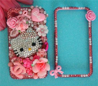 HELLO KITTY & BARBIE PINK IPHONE 4G & 4S CRYSTAL BLING 3D DECO KAWAII 