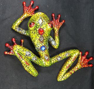 Frog w/ Mirrors & Jewels Wall Art Home Decor Wildlife Green/ Burgundy 
